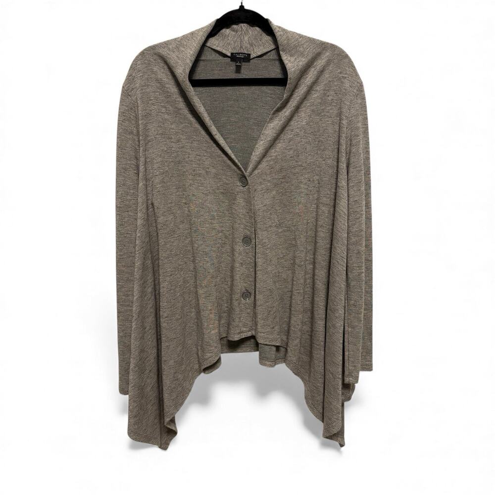 Talbots Cardigan Womens Large Gray Lagenlook Button V-Neck Minimalist Cozy Wool
